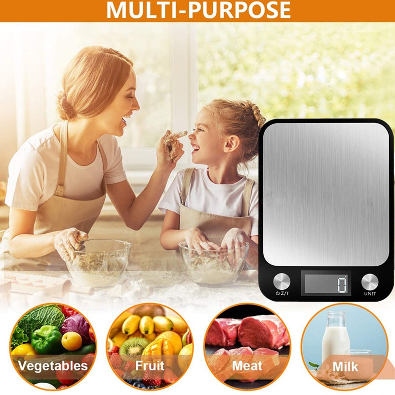 10kg 1g Kitchen Scale Weighing Scale Food Diet Balance Measuring Tool  Stainless Steel Multi-Function Electronic Scales 7 Units