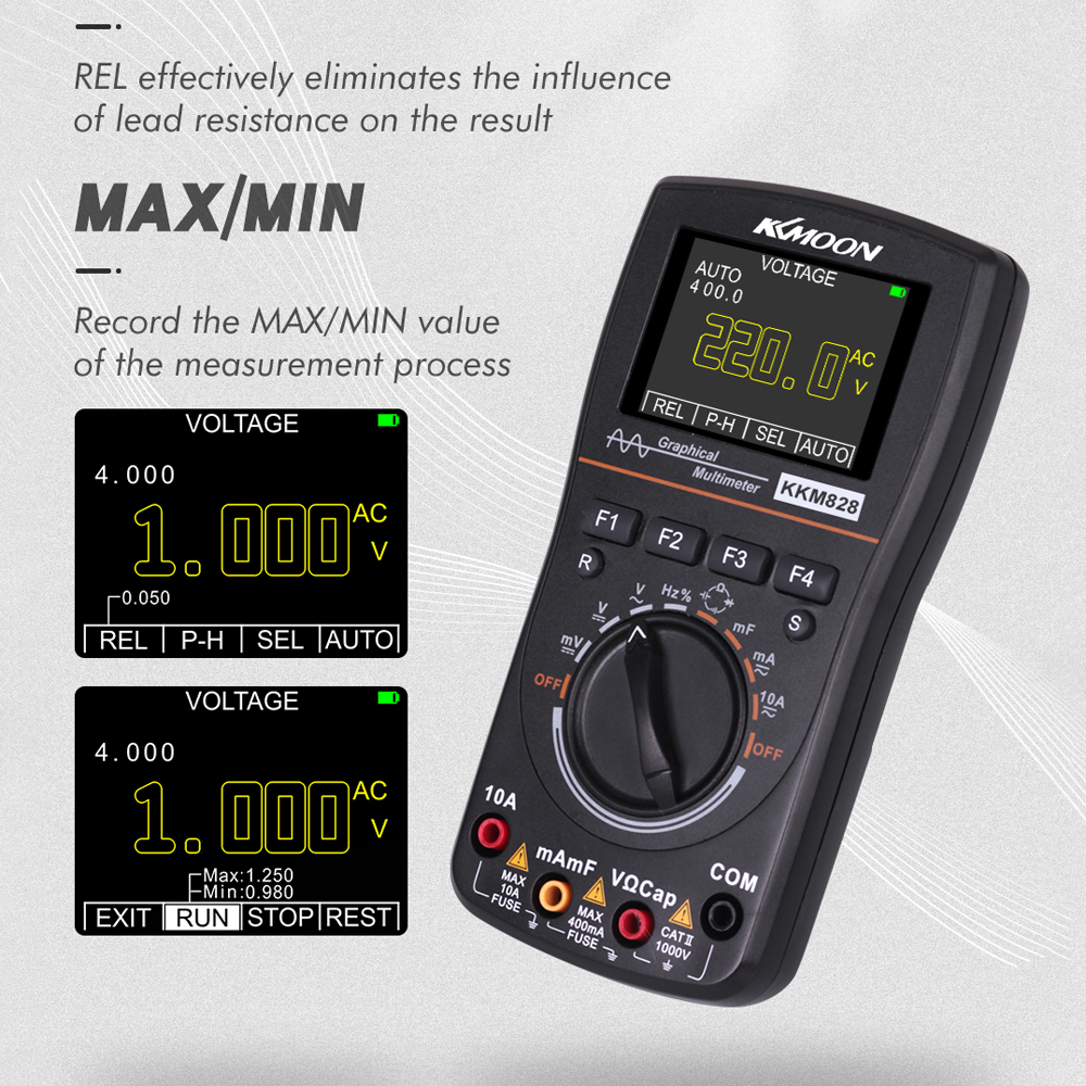 kkm828 Digital Oscilloscope Multimeter with 1MHz Bandwidth 2.5Msps Sampling Rate Intelligent Graphical Oscilloscope