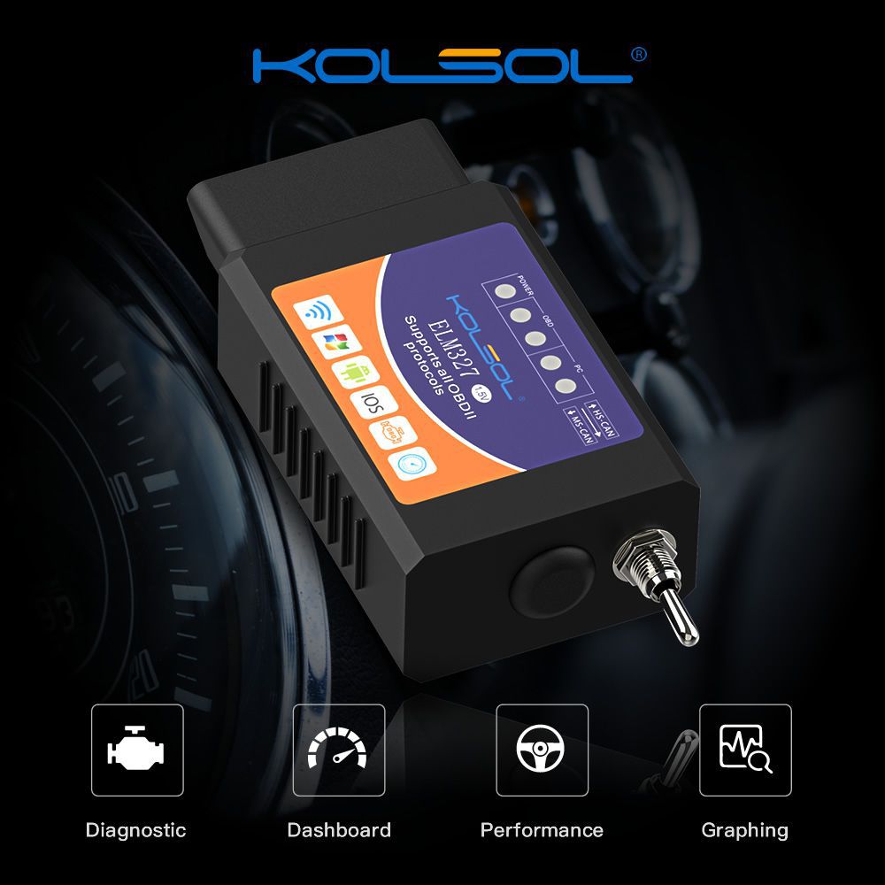 KOLSOL ELM327 WIFI OBD2 Scanner V1.5 ELM327 with Switch Car Scanner