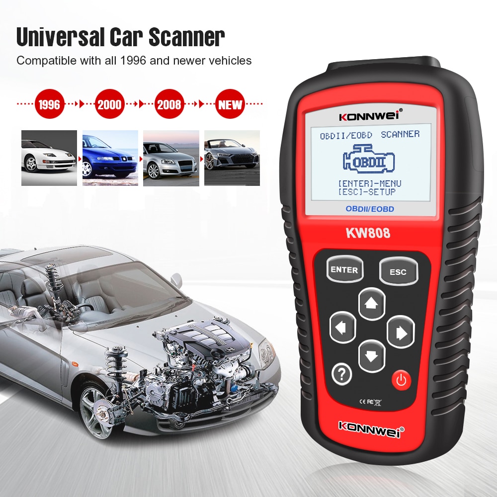 KONNWEI KW808 OBD 2 Car Scanner OBD2 Auto Automotive Diagnostic Scanner Tool Engine Fualt Code Reader Odb Tools  for Cars