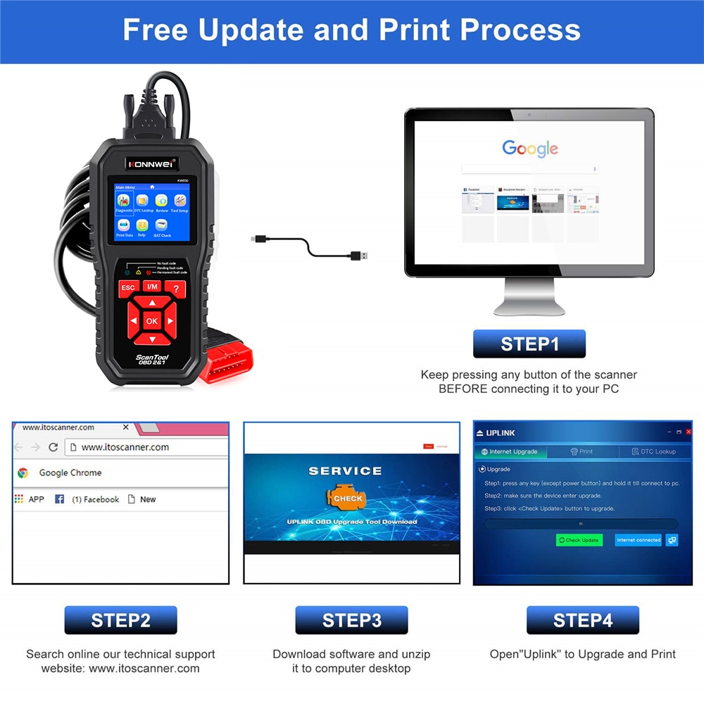 KONNWEI KW850 OBD2 Car Diagnostic Scanner Tools OBD 2 Auto Diagnostic Tool Check Engine Automotive Car Scanner Code Reader Black