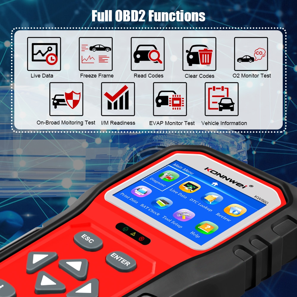 KONNWEI  KW860 OBD2 Car Scanner Obd 2  Automotive Diagnostic Tool  Full Obd2 Funtion Car Tools Engine Code Reader Free Update