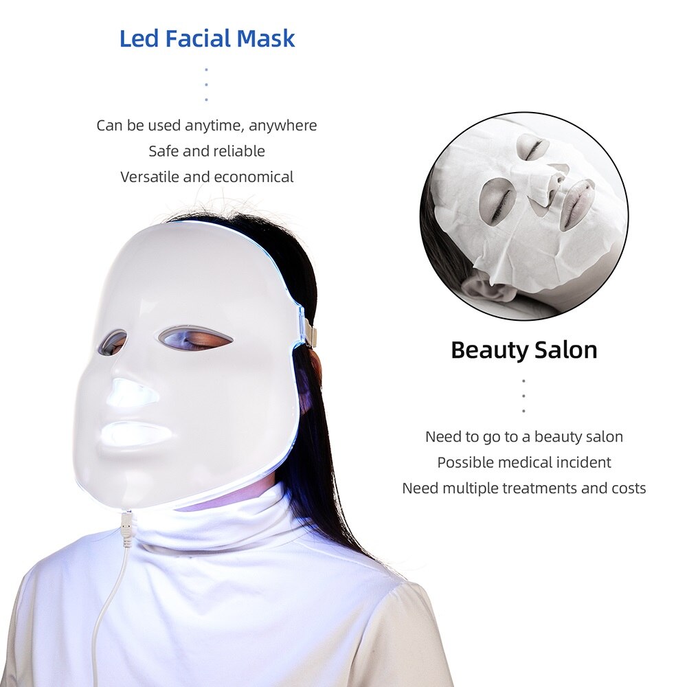 Korean 7 colors LED Facial Mask face mask Skin Care beauty Mask Photon Therapy Light Skin Rejuvenation Facial PDT Instrument