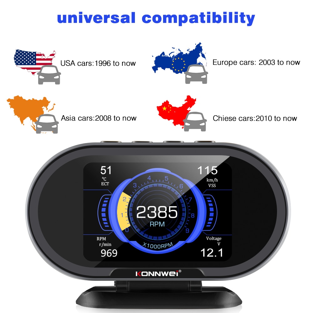 KONNWEI  KW206 OBD2 On-Board Computer Auto Car Digital Computer Display OBD 2 Scanner Fuel Consumption Water Temperature Gauge