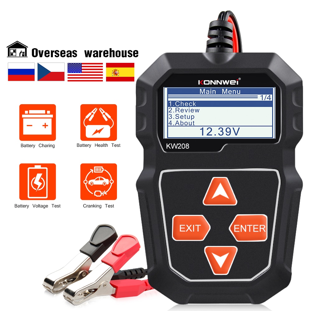 KONNWEI KW208 Car Battery Tester 12V 100 to 2000CCA  Cranking Charging Circut Tester Battery Analyzer  12 Volts Battery Tools