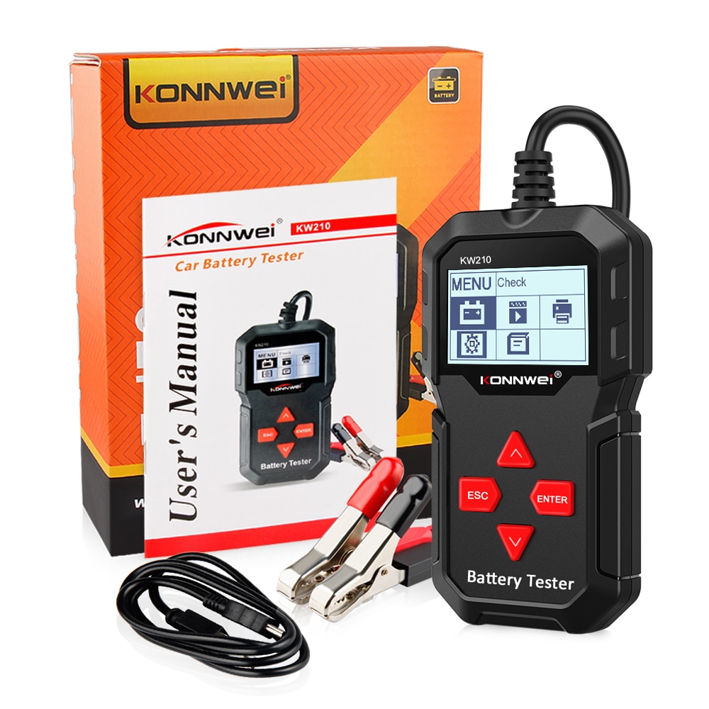 KONNWEI KW210 Automatic Smart 12V Car Battery Tester Auto Battery Analyzer 100 to 2000CCA Cranking Car Battery Tester