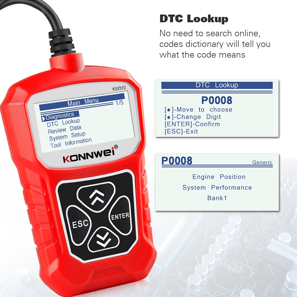 KONNWEI KW310 OBD2 Scanner  Russian Language Car Diagnostics Tool OBD 2 Car Scanner for Auto ODB2 Car Tools Better Than ELM327