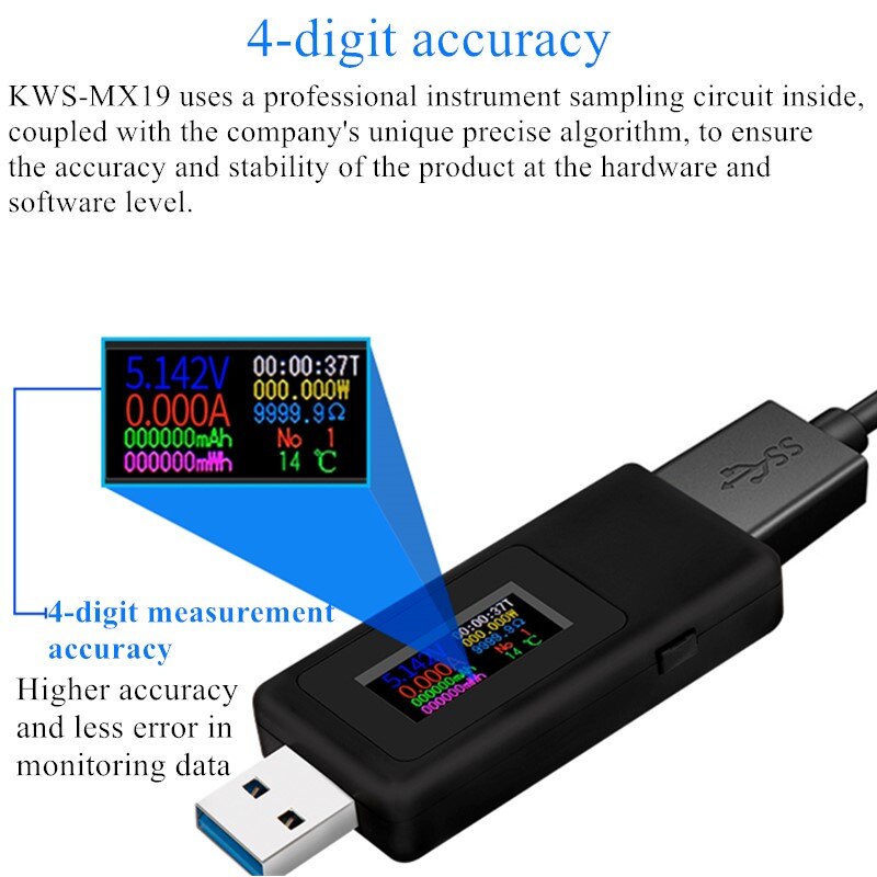 KWS-MX19 USB Tester DC 4V-30V 0-5A Current Voltage Meter Timing Ammeter Digital Monitor Cut-off Power Indicator Bank Charger