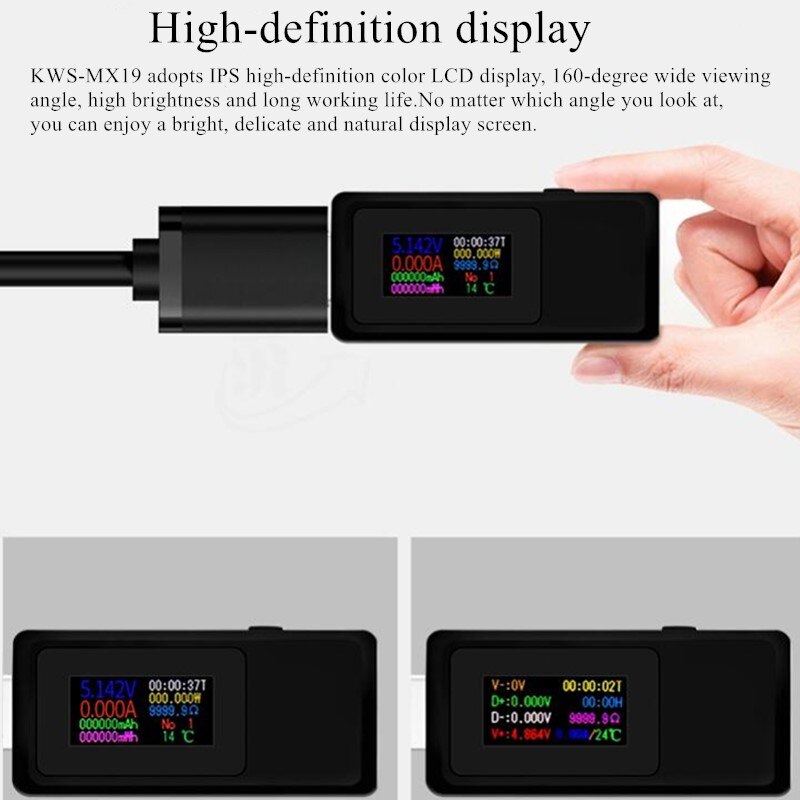 KWS-MX19 USB Tester DC 4V-30V 0-5A Current Voltage Meter Timing Ammeter Digital Monitor Cut-off Power Indicator Bank Charger