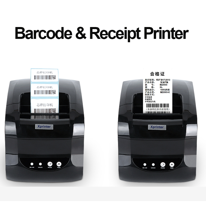 XP-365B Label Barcode printer Thermal Receipt Label printer Support Thermal adhesive sticker Paper 20-80mm