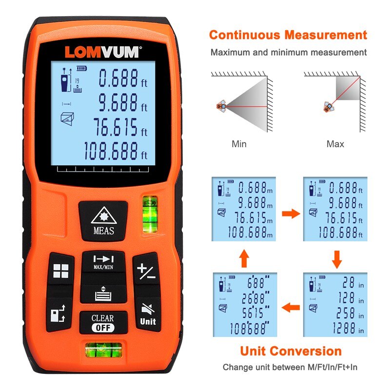 40m-120m Laser Distance Meter Trena Laser Ruler Rangefinders Digital Distance Meter Medidor Metro Lazer Tape Measure