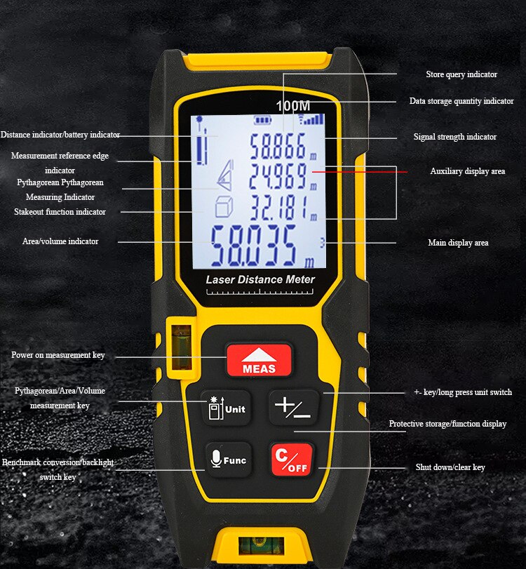 80m Laser Distance Meter Rangefinder Slope Trajectory Compensation Digital Laser Measure Tape Roulette Range Finder