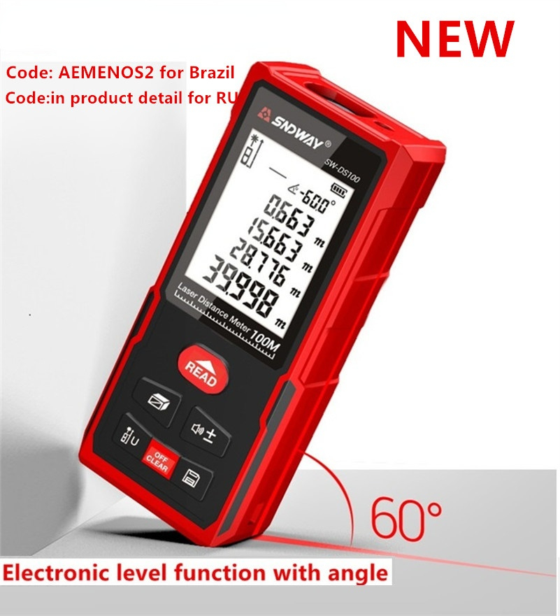 Laser Distance Meter Rangefinder 50m 70m 100m 120m Digital Range Finder Angle Measurement Laser Tape Roulette Ruler