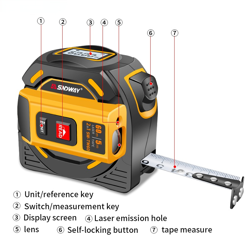 Laser Distance Measuring Tape 40M 60M Digital Tape Measure 2-in-1 Laser Distance Meter Trena Range finder Construct Tools
