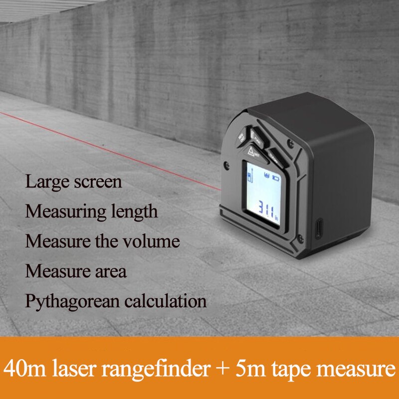 Rechargeable Laser Distance Meter Laser Tape Measure Digital Distance Meter Digital Electronic Roulette Stainless Tape Measure