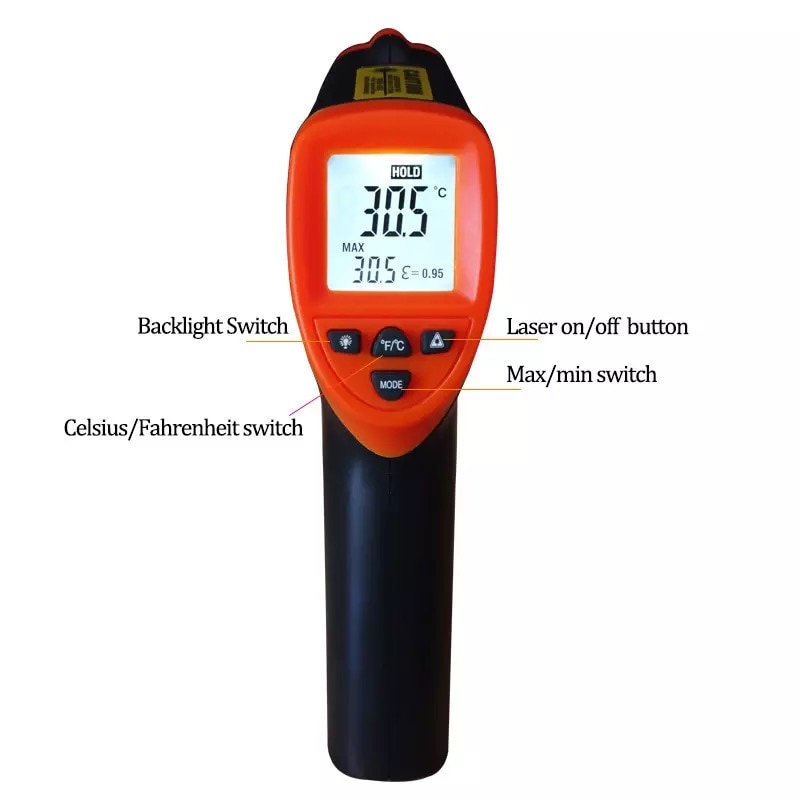 Laser Non-contact Digital Thermometer Pyrometer for Home Kitchen BBQ Oven Meat Confectionery Boiler Bath Water Temperature Meter