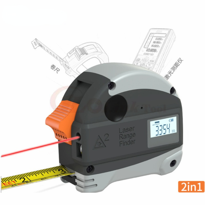2 in 1 30M Laser Rangefinder LCD Digital Tape Measure Distance Measurer Meter Range Finder Infrared Construction Gauging Tool