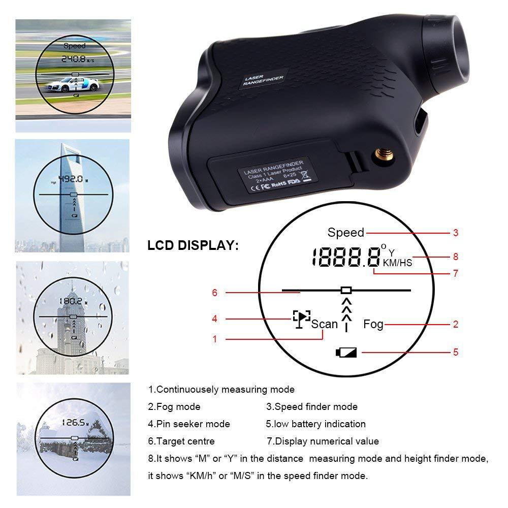 Laser Rangefinder 600M Laser Distance Meter for Golf Sport, Hunting, Survey Golf Range Finder Measuring tools