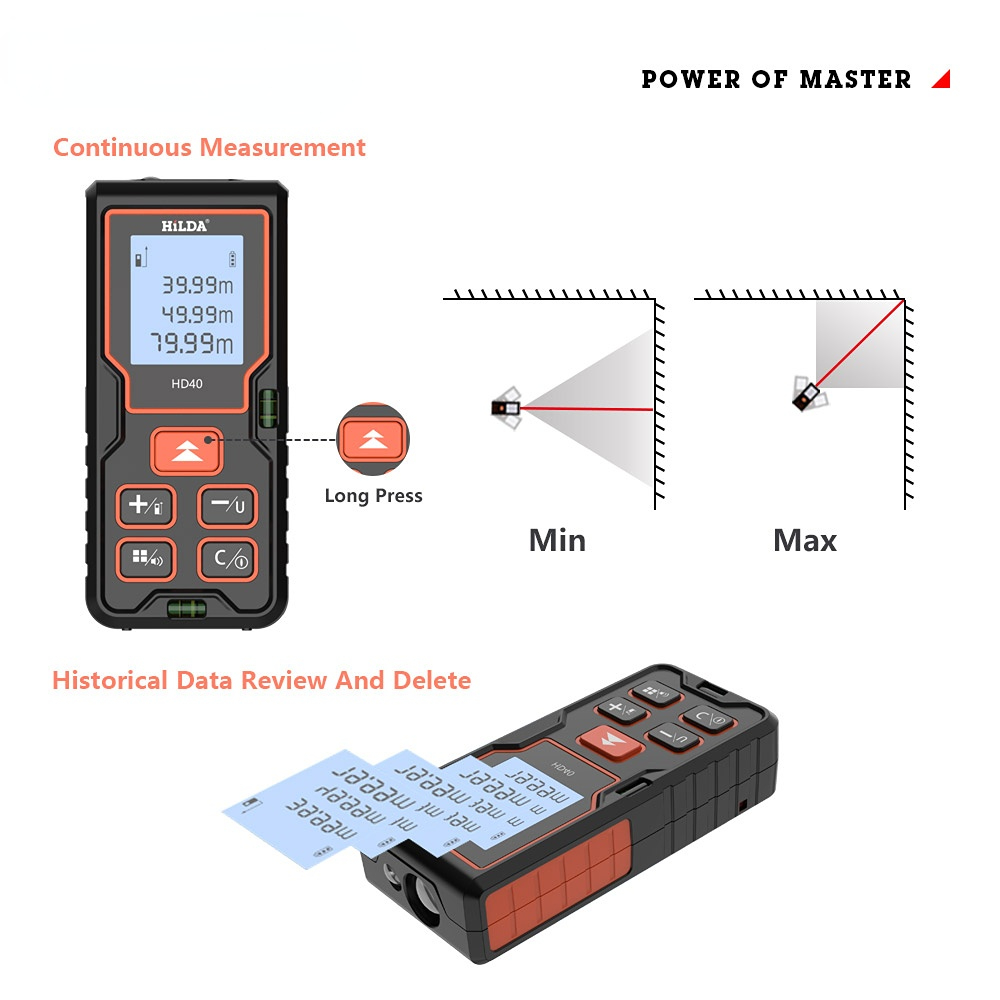 HD100 Laser Rangefinder Distance Meter 40M 60M 80M 100M Rangefinder Laser Tape Range Finder Building лазерный дальномер