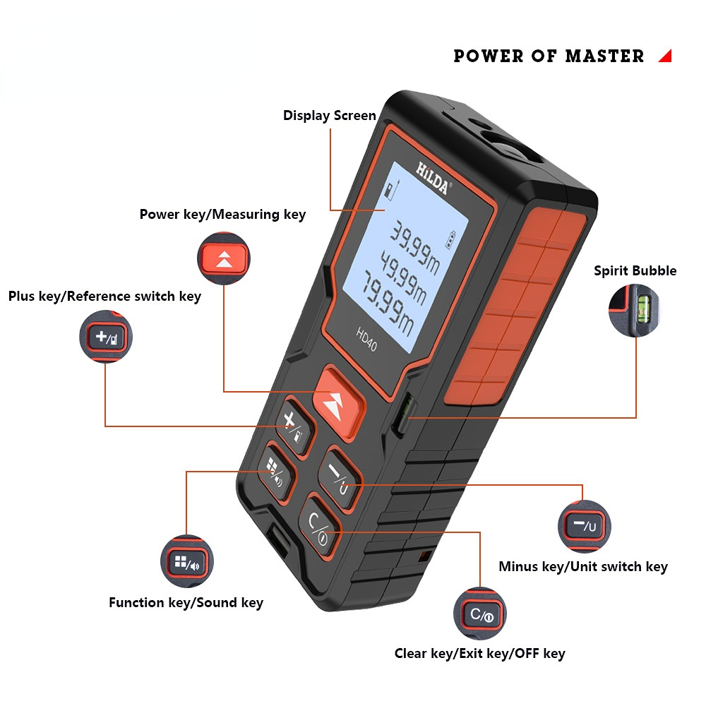 HD100 Laser Rangefinder Distance Meter 40M 60M 80M 100M Rangefinder Laser Tape Range Finder Building лазерный дальномер