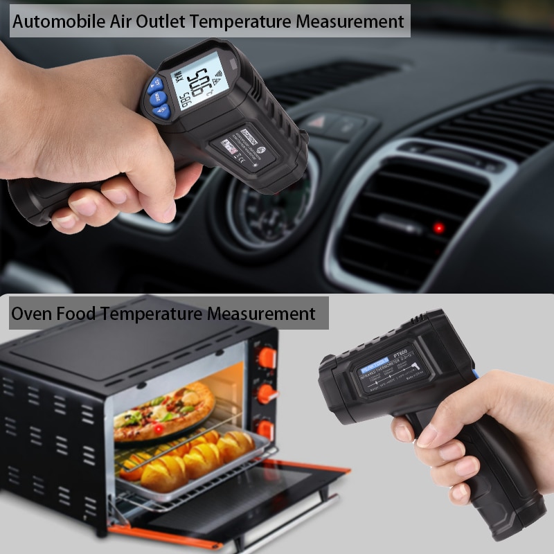 PT380&PT600 Laser Thermometer Non-contact Pyrometer Infrared Thermometer Gun Digital Temperature Meter 600℃ LCD Termometer ℃/℉ Light Alarm