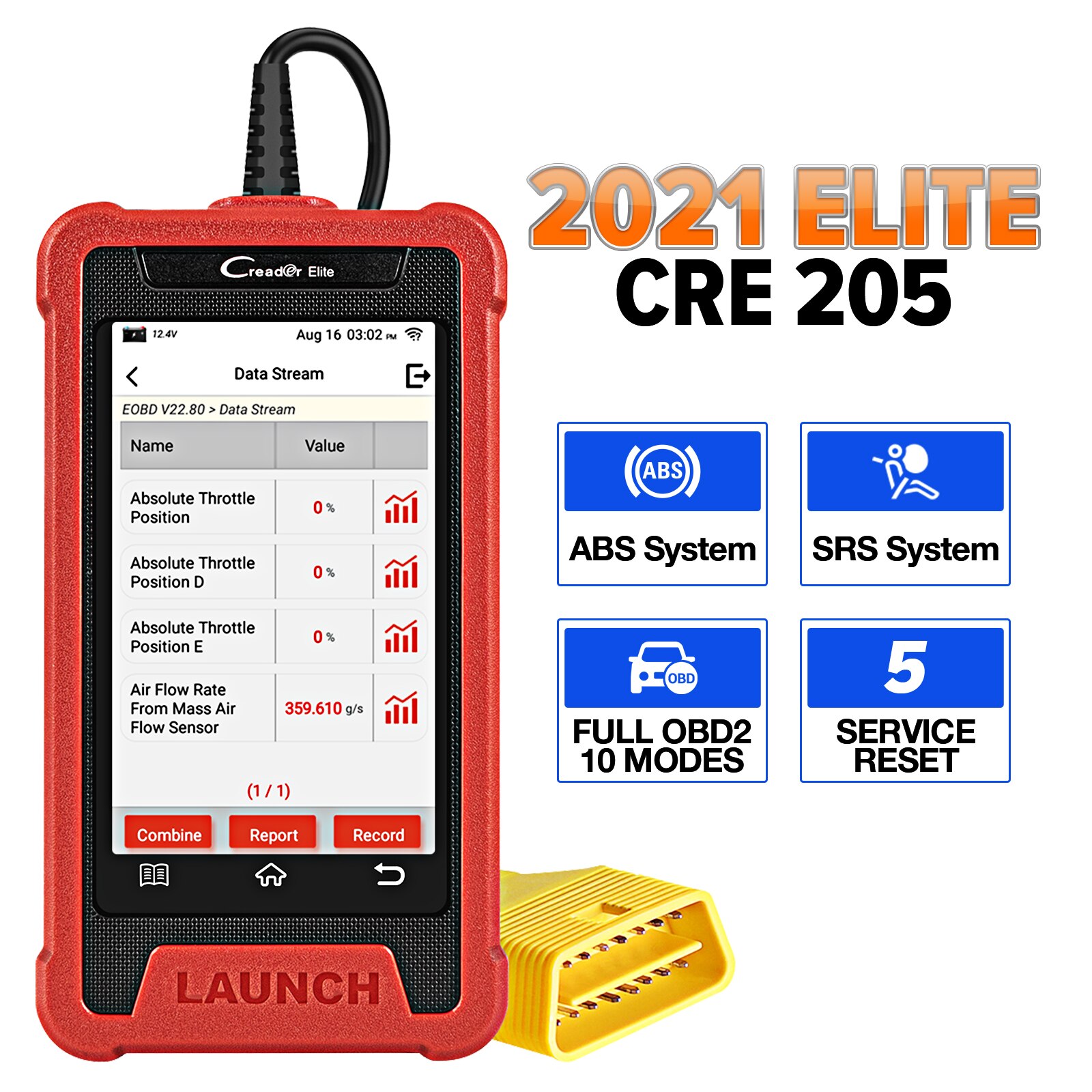 LAUNCH CRE205 OBD2 Automotive Scanner ABS SRS OBD2 Scanner 5 Reset Functions Car Diagnosis PK CR619 OBD 2 Diagnostic Scanner