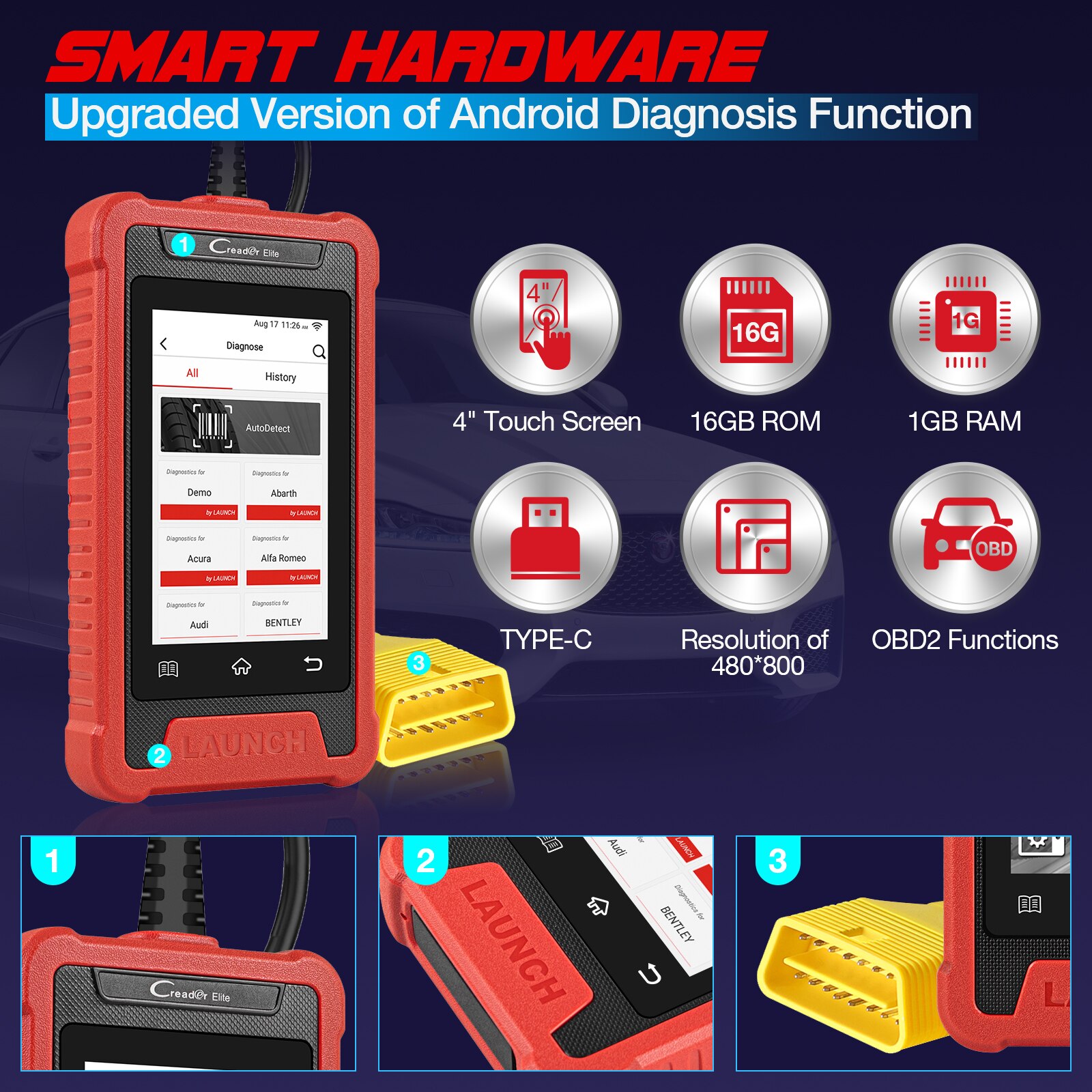 LAUNCH CRE205 OBD2 Automotive Scanner ABS SRS OBD2 Scanner 5 Reset Functions Car Diagnosis PK CR619 OBD 2 Diagnostic Scanner