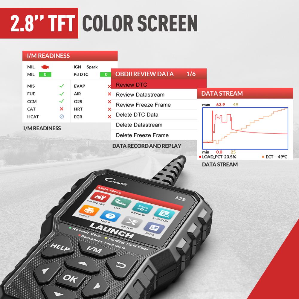 LAUNCH Creader 529 CR529 OBD2 Scanner Automotive Diagnostic Tool OBDII Code Reader Fault Code Read OBD Scan