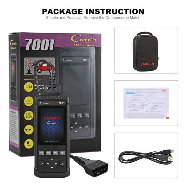 LAUNCH DIY Code Reader CReader 7001 Full OBD2 Scanner/Scan Tool with Oil Resets Service