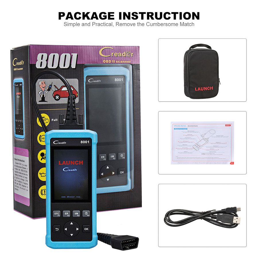 New Launch DIY Code Reader CReader 8001 CR8001 Full OBD2 Scanner with Oil Resets Service