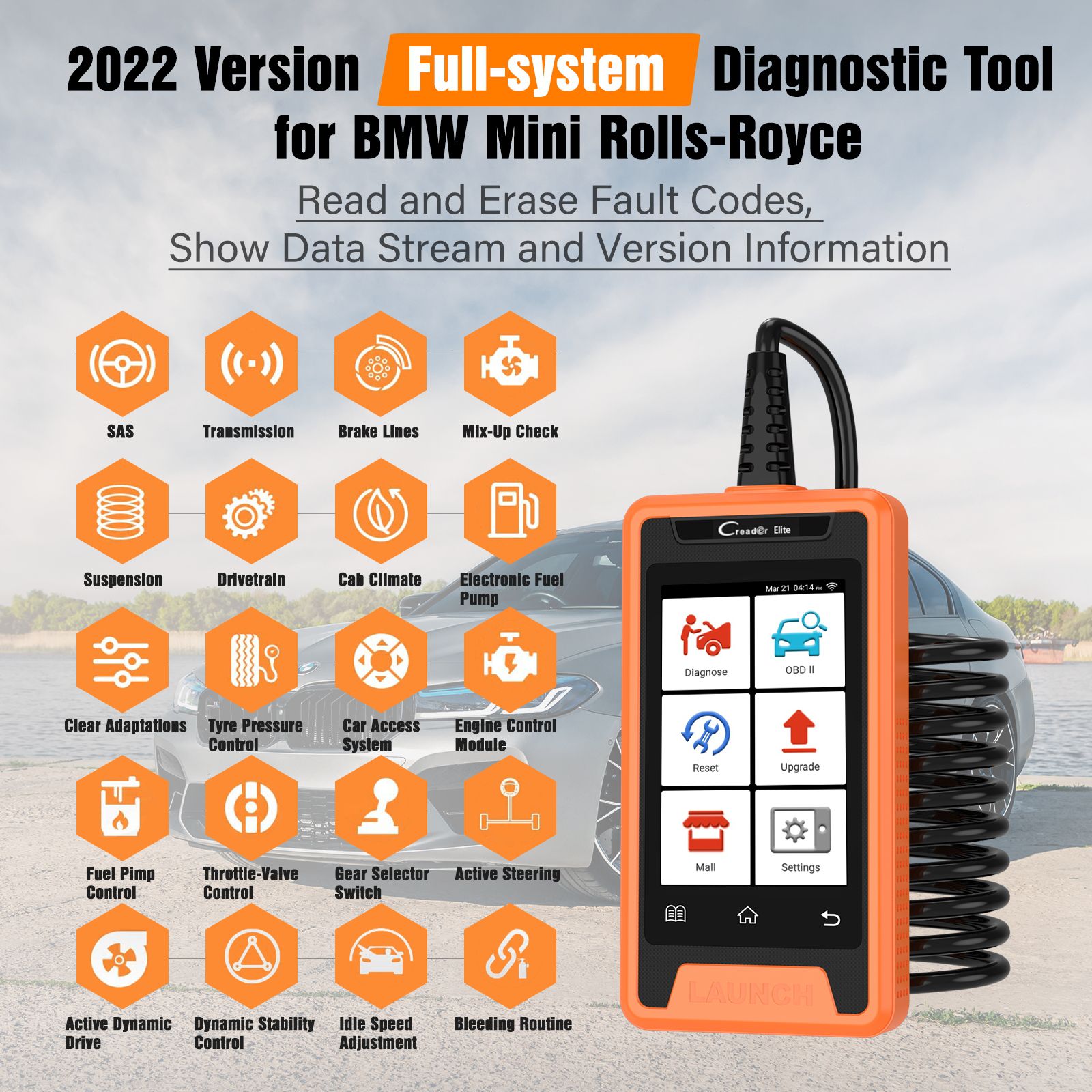 2022 Newest Launch Creader Elite For BMW Diagnostic Scan Tool with Full OBD Functions