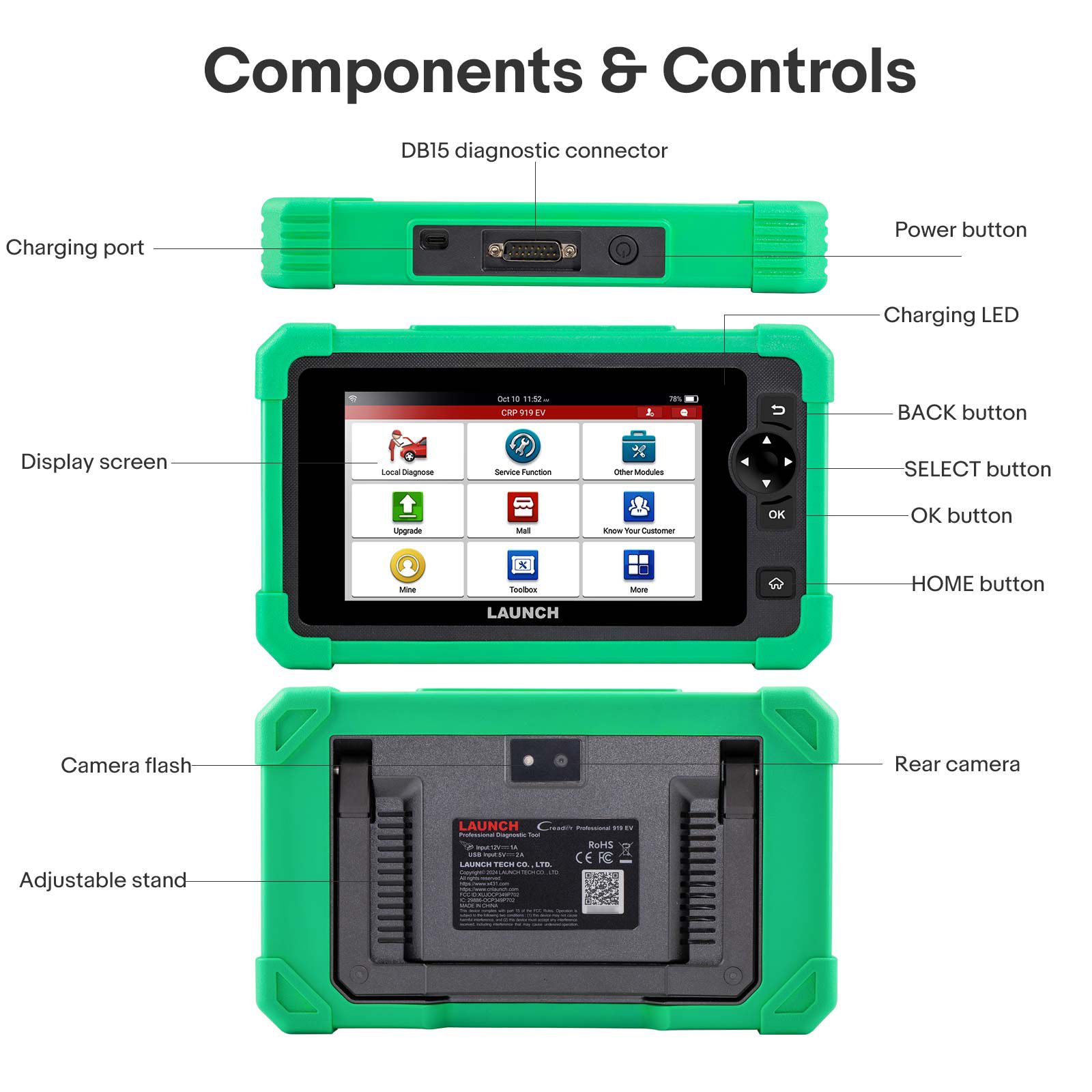 2025 Launch CRP919 EV Diagnostic Scanner 43+ Service Functions for Electric Vehicles New Energy Cars