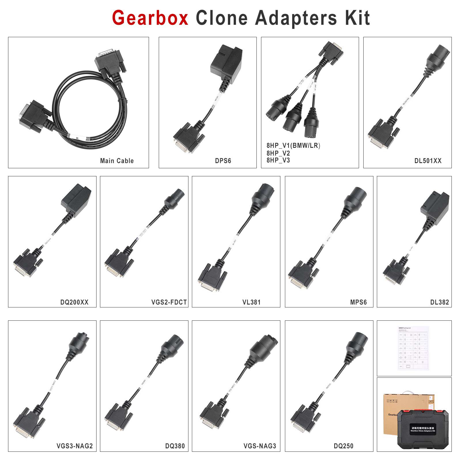Launch X431 ECU Programmer Gearbox Connectors Package for Launch ECU Programmer and X-Prog3