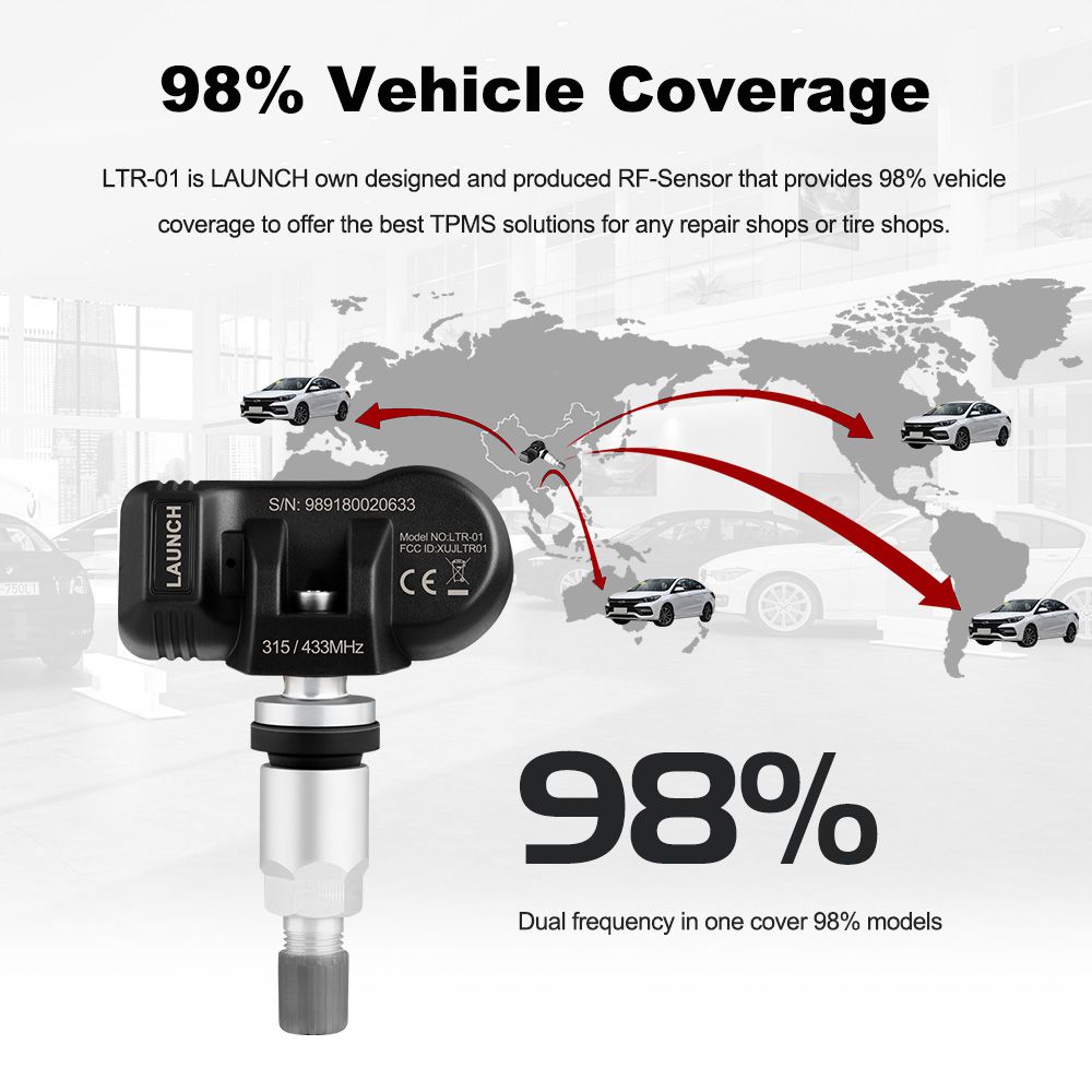 LAUNCH LTR-01 RF Sensor 315MHz & 433MHz TPMS Sensor Tool Metal & Rubber