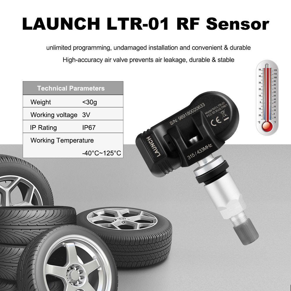 LAUNCH LTR-01 RF Sensor 315MHz & 433MHz TPMS Sensor Tool Metal & Rubber