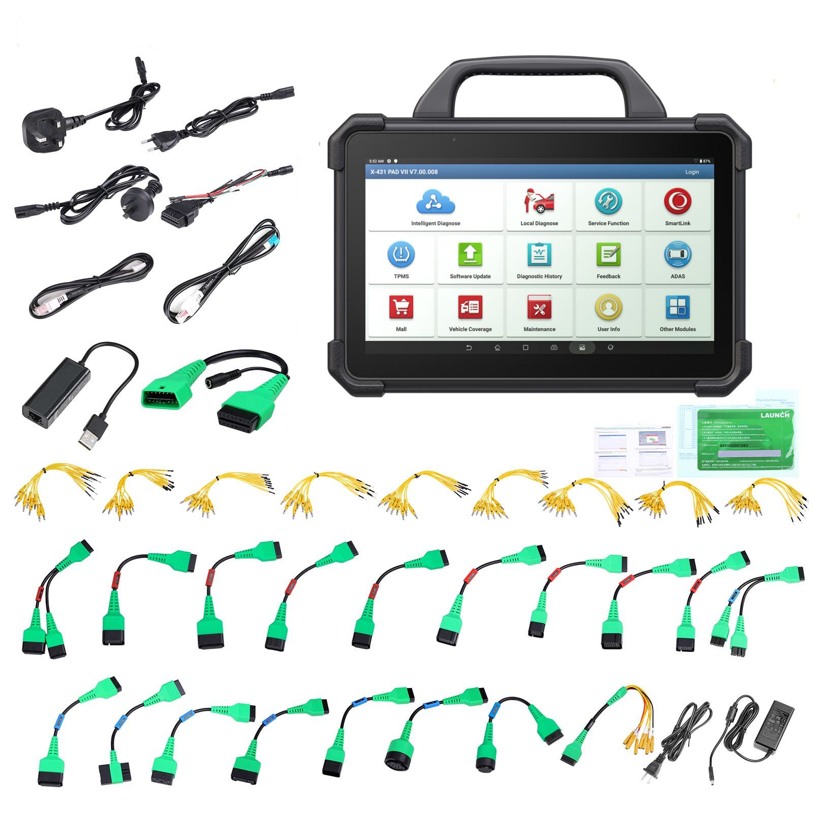 2024 Launch X-431 PAD VII PAD 7 Elite Automotive Diagnostic Tool plus X431 EV Diagnostic Upgrade Kit with Card Supports New Energy Battery Diagnostics