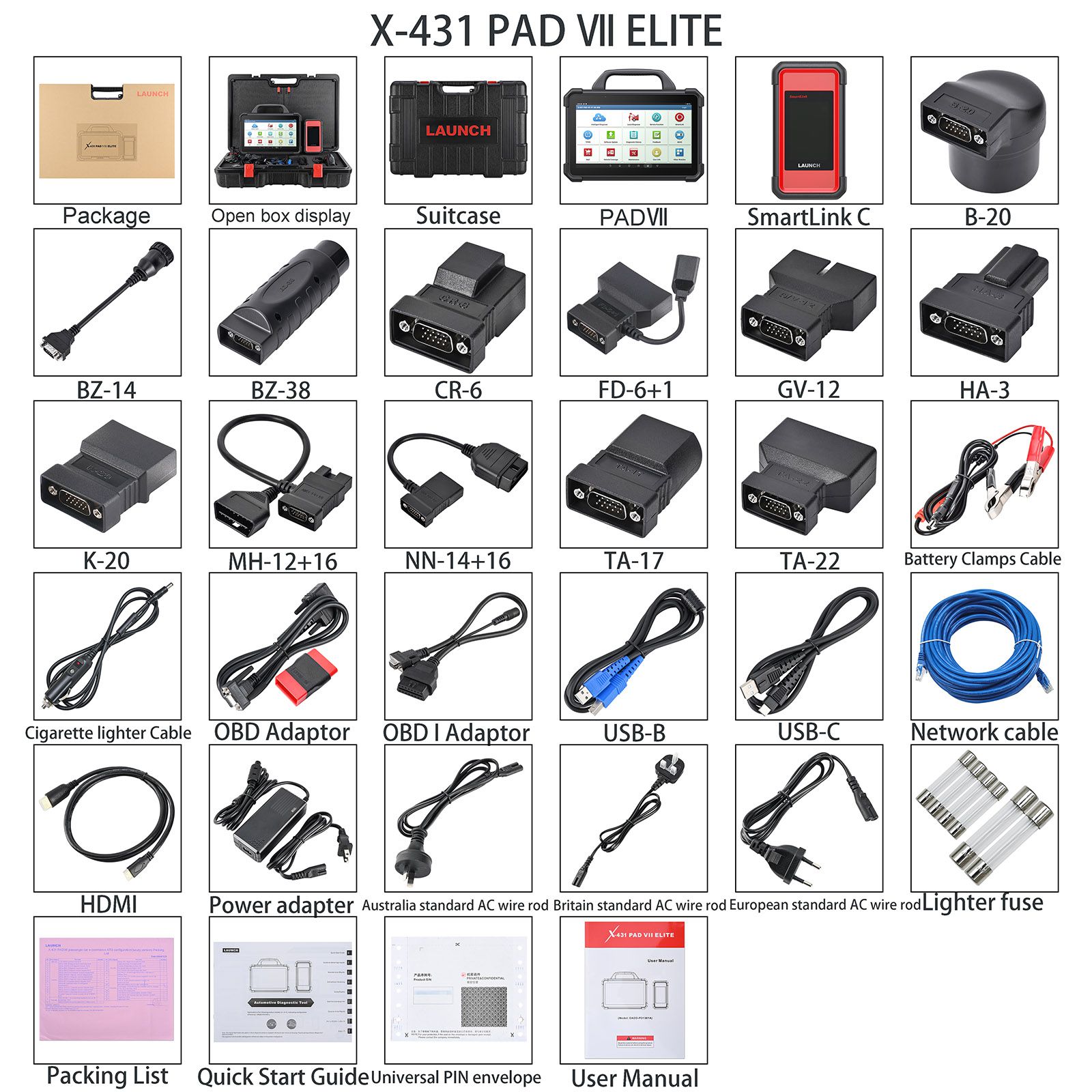 2024 Launch X-431 PAD VII PAD 7 Elite Automotive Diagnostic Tool plus X431 EV Diagnostic Upgrade Kit with Card Supports New Energy Battery Diagnostics
