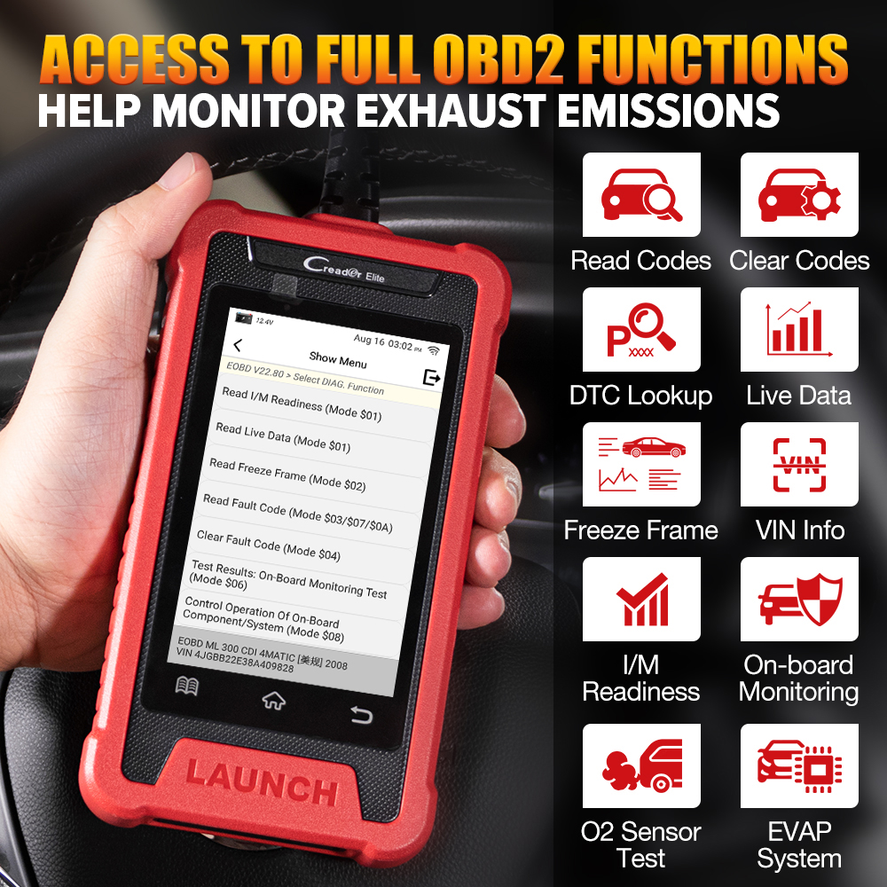 2022 LAUNCH X431 CRE202 OBD2 Car Diagnostic Tool Auto Engine ABS SRS Airbag Read Clear Error Code Automotive Scanner Free Update