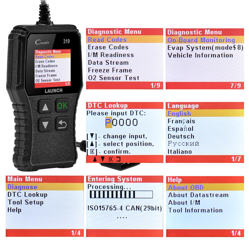 Launch X431 Creader 319 CR3001 Full OBD2 OBDII Code Reader Scan Tools OBD 2 CR319 Car Diagnostic tool PK AD310 ELM327 Scanner