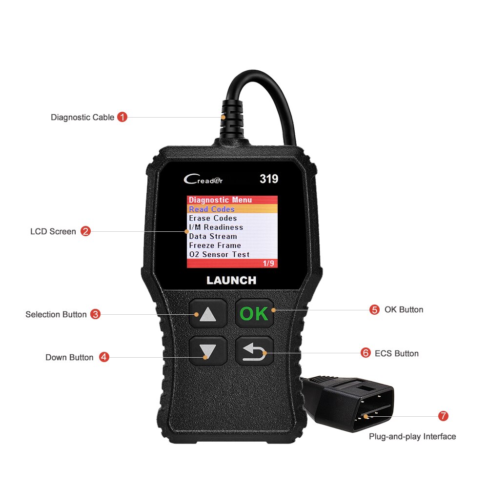 Launch X431 Creader 319 CR3001 Full OBD2 OBDII Code Reader Scan Tools OBD 2 CR319 Car Diagnostic tool PK AD310 ELM327 Scanner