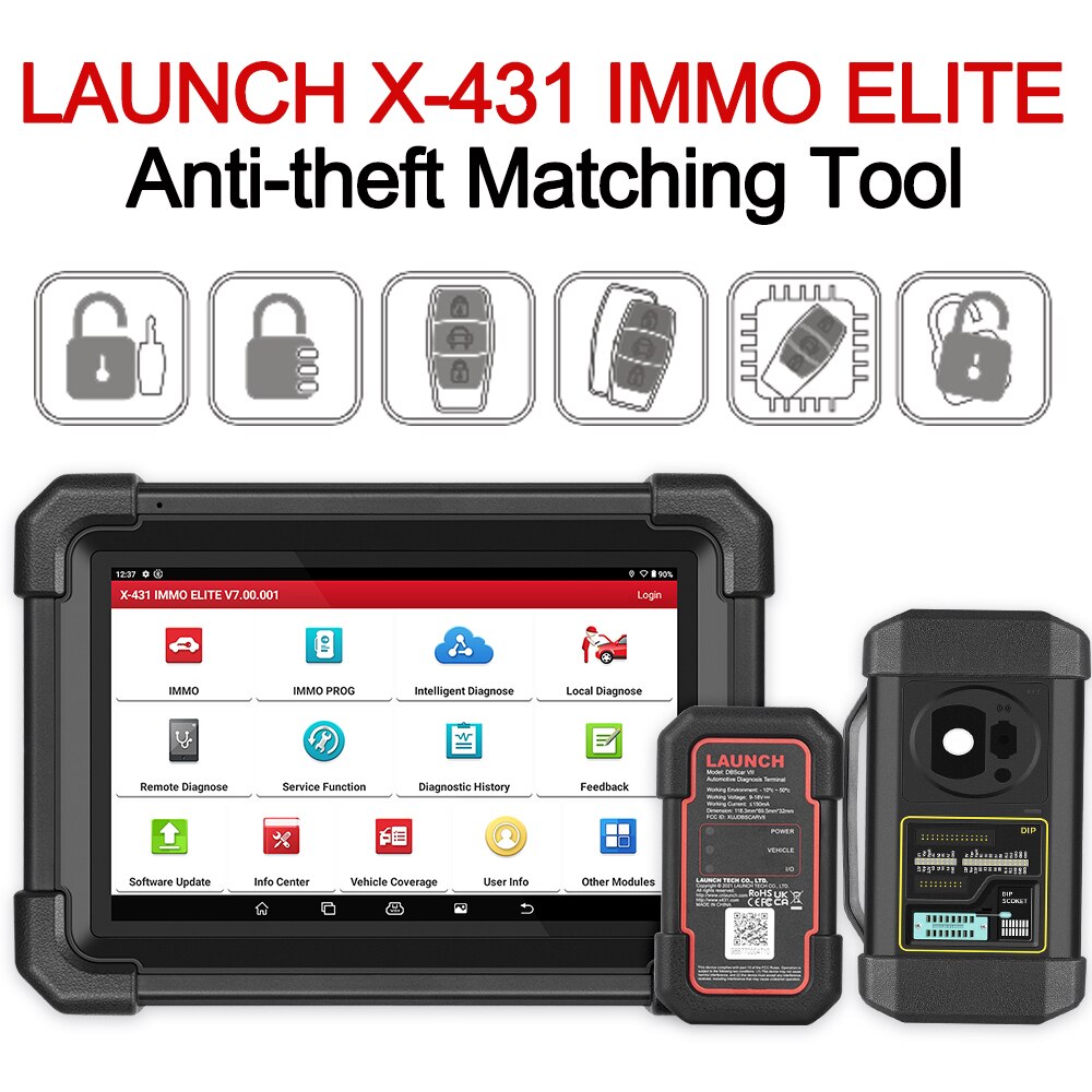 LAUNCH X431 IMMO ELITE Programmer Key Programming OBD2 All System Diagnostic Scan Tools Car Scanner Auto VIN 15+ Reset CAN FD