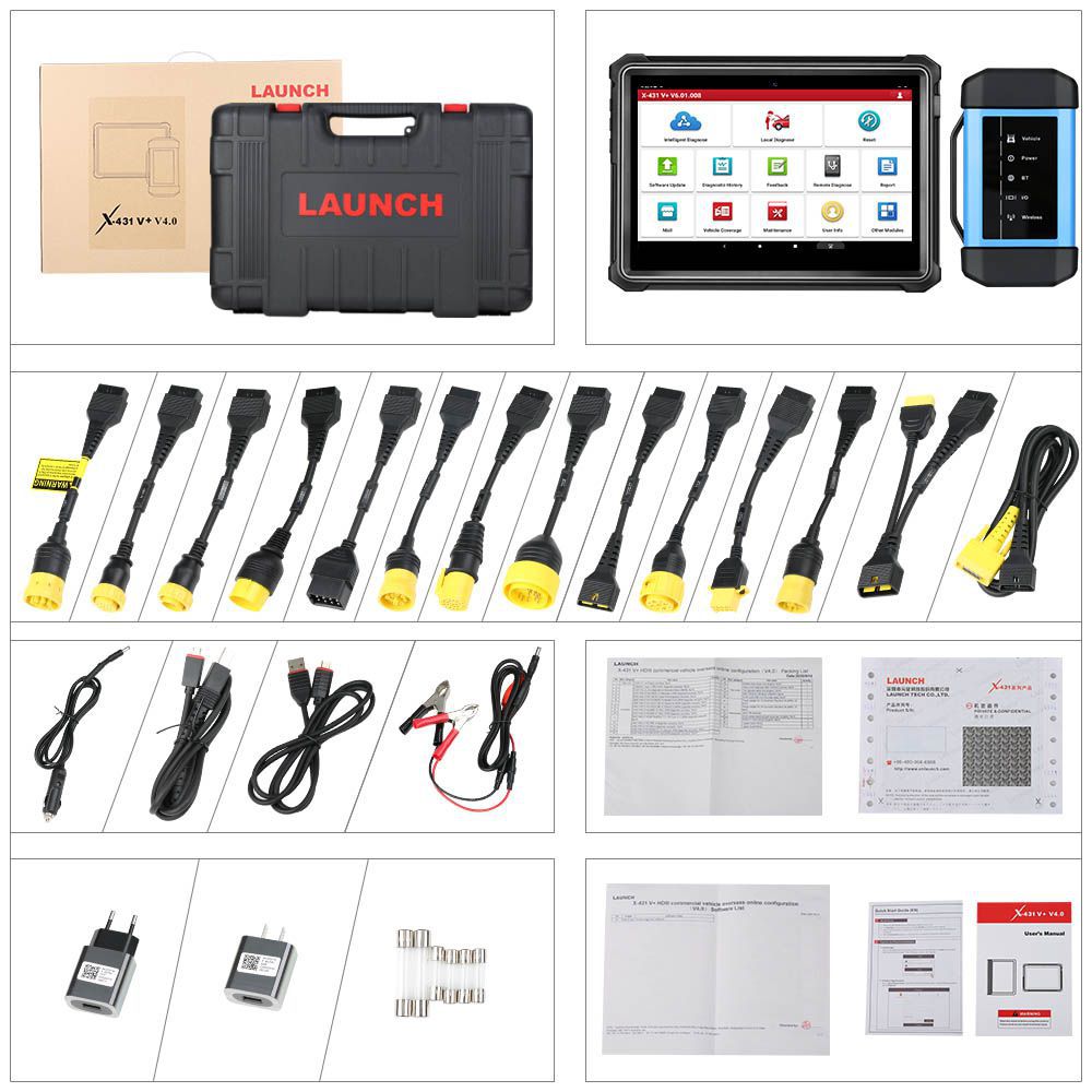 Original Launch X431 V+ HD3 Wifi/Bluetooth Heavy Duty Truck Diagnostic Tool Free Update Online Professional Scan Tool HD3