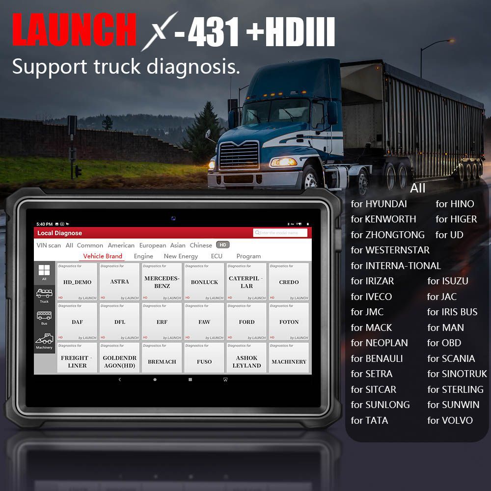 Original Launch X431 V+ HD3 Wifi/Bluetooth Heavy Duty Truck Diagnostic Tool Free Update Online Professional Scan Tool HD3
