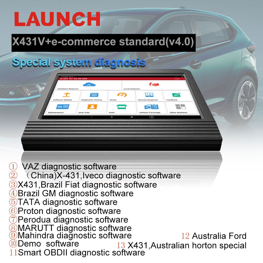 Launch X431 V+ Wifi/Bluetooth 10.1inch Tablet Global Version 1 Years Update Online