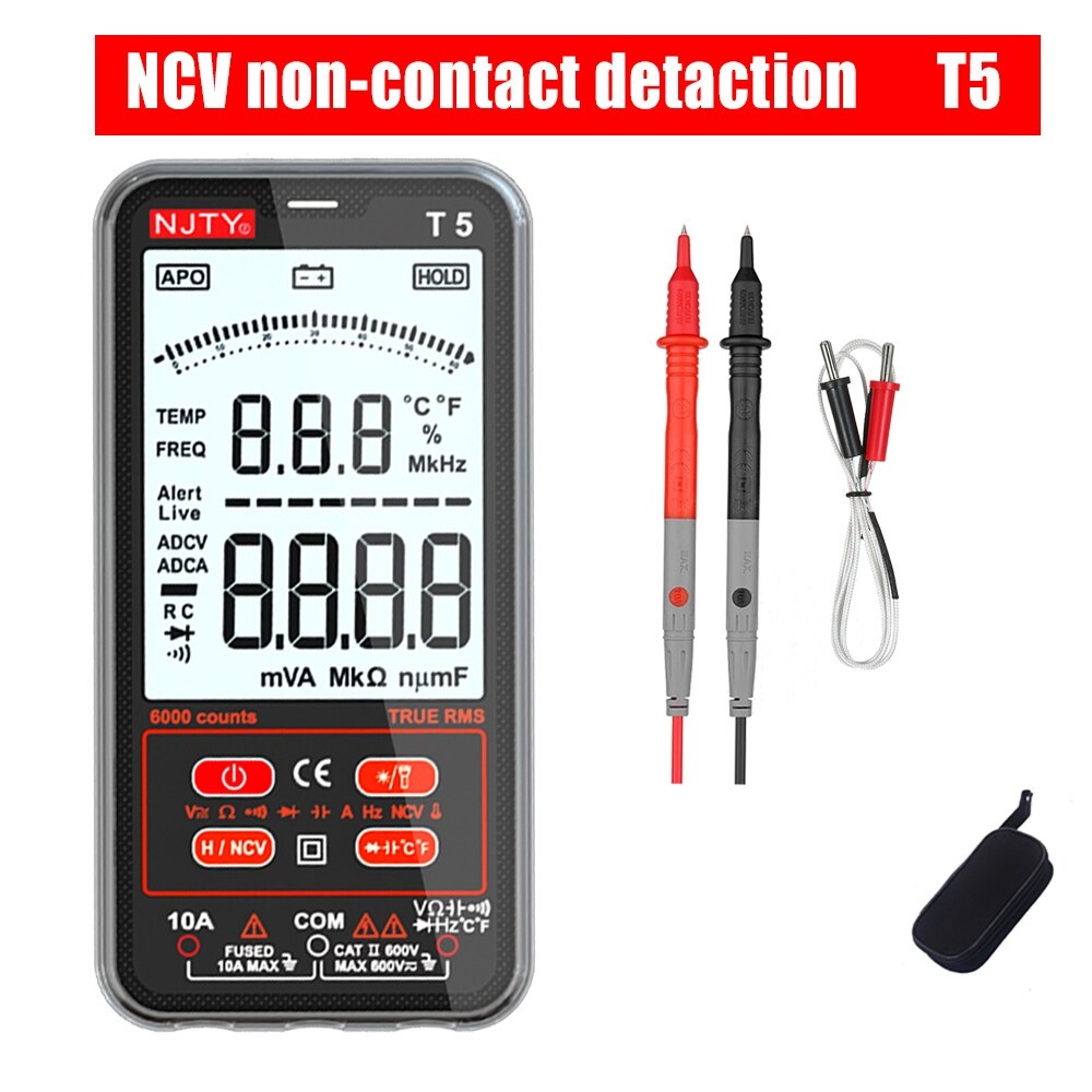 T5 LCD Display 6000 Counts Digital Multimeter Ultra-thin RMS AC DC NCV Current Voltage Capacitance Temperature Tester