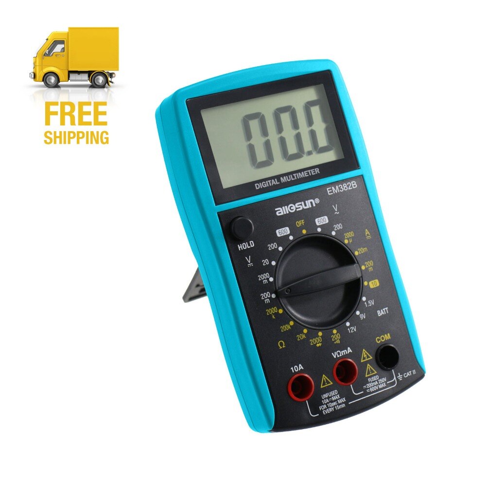 LCD Display Professional Electric Handheld Tester Meter Digital Multimeter DC AC Voltmeter Continuity Battery Diode EM382b