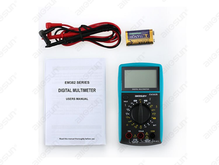 LCD Display Professional Electric Handheld Tester Meter Digital Multimeter DC AC Voltmeter Continuity Battery Diode EM382b