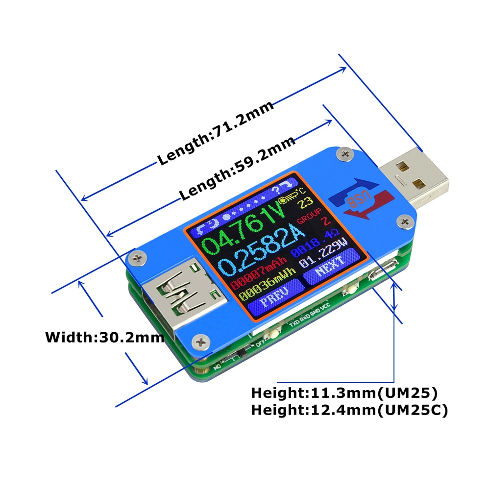 UM34/UM34C UM24/UM24C UM25/UM25C Color LCD Display usb voltage tester current meter Voltmeter battery charge measure