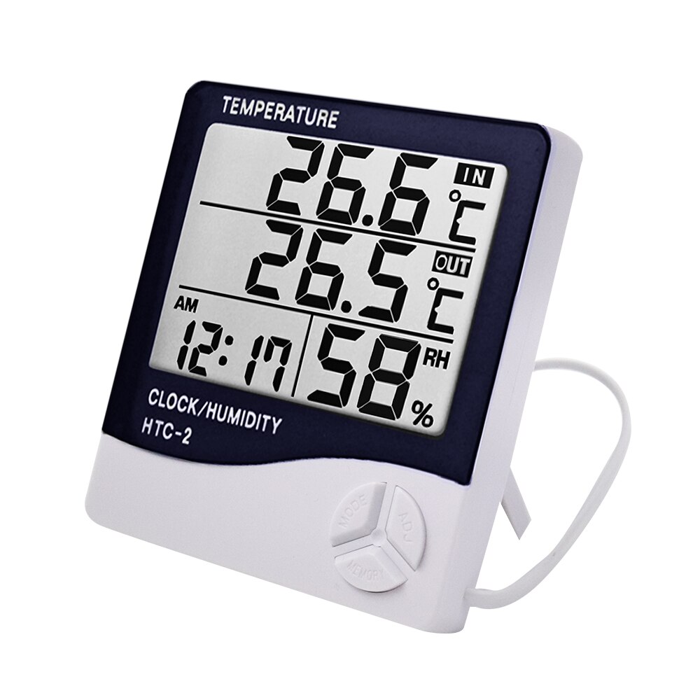 HTC-1 HTC-2 LCD Electronic Digital Temperature Humidity Meter Thermometer Hygrometer Indoor Outdoor Weather Station Clock