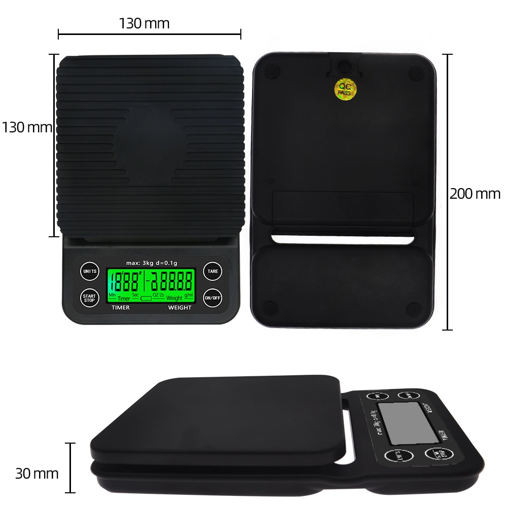 Drip Coffee Scale1kg 2kg/1g 3kg 5kg/0.1g 10kg/1g Timer backlight Food weight LCD Electronic Kitchen Scale High Precision